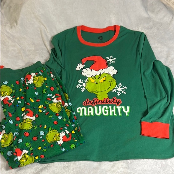 Dr. Seuss Grinch Men’s XL Pajama Set Green and Red - Picture 1 of 10